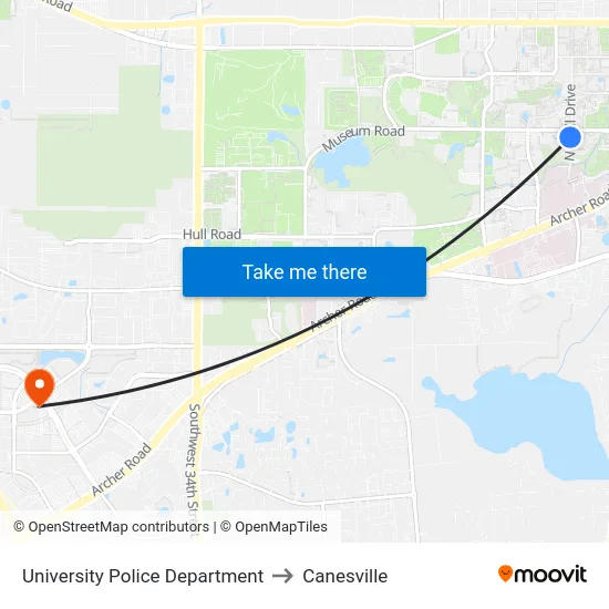 University Police Department to Canesville map