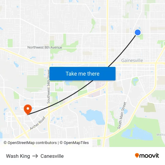 Wash King to Canesville map