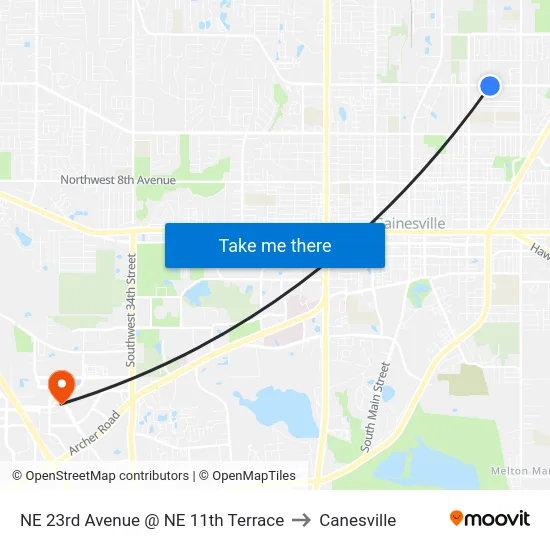 NE 23rd Avenue @ NE 11th Terrace to Canesville map