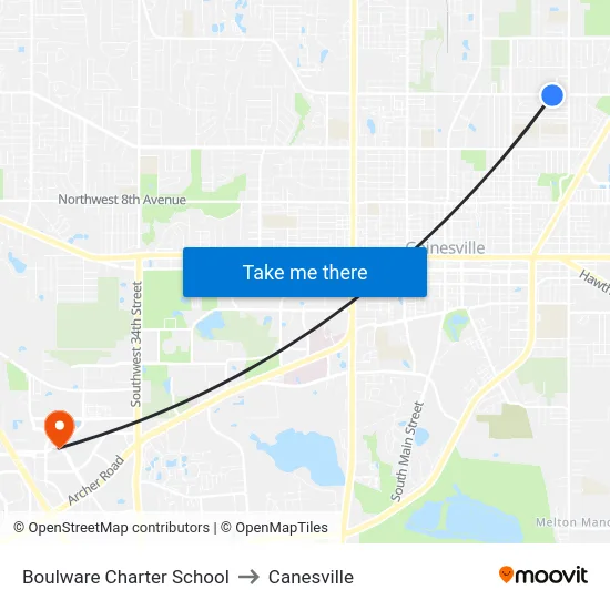 Boulware Charter School to Canesville map