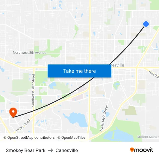 Smokey Bear Park to Canesville map