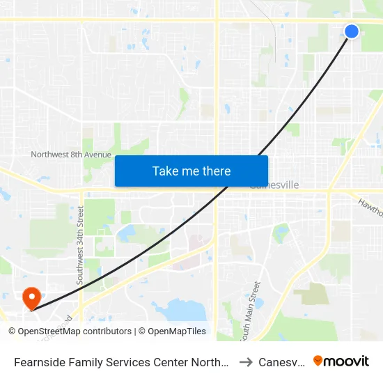 Fearnside Family Services Center Northbound to Canesville map