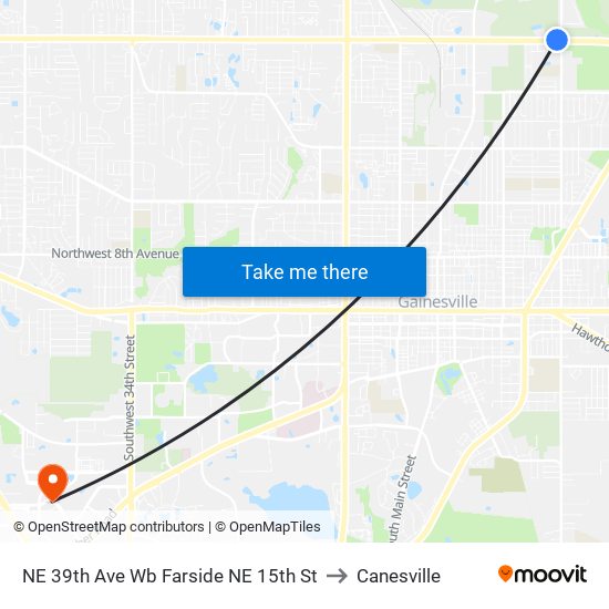 NE 39th Ave Wb Farside NE 15th St to Canesville map