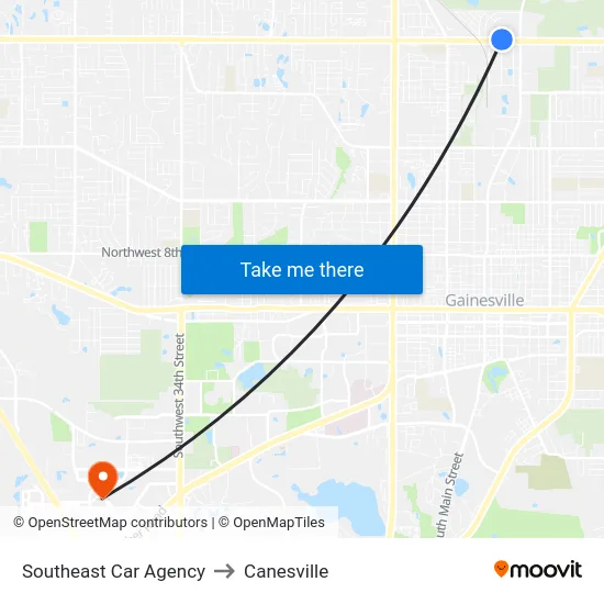 Southeast Car Agency to Canesville map