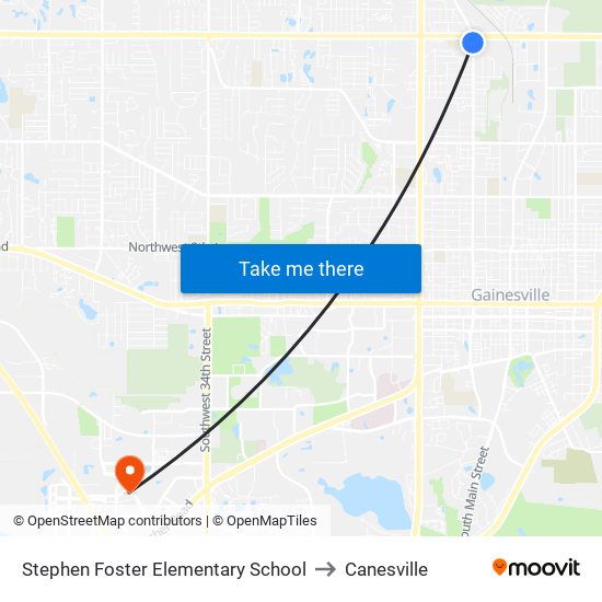 Stephen Foster Elementary School to Canesville map