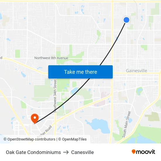 Oak Gate Condominiums to Canesville map