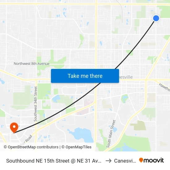 Southbound NE 15th Street @ NE 31 Avenue to Canesville map