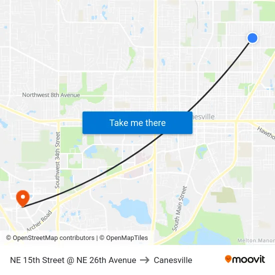 NE 15th Street @ NE 26th Avenue to Canesville map