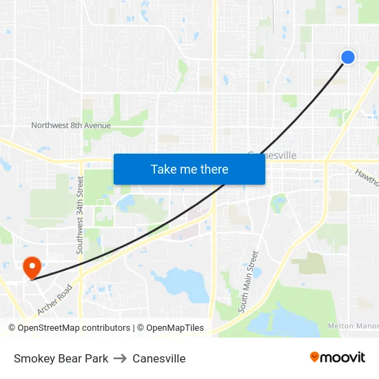 Smokey Bear Park to Canesville map