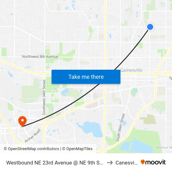 Westbound NE 23rd Avenue @ NE 9th Street to Canesville map