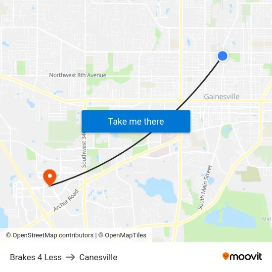 Brakes 4 Less to Canesville map