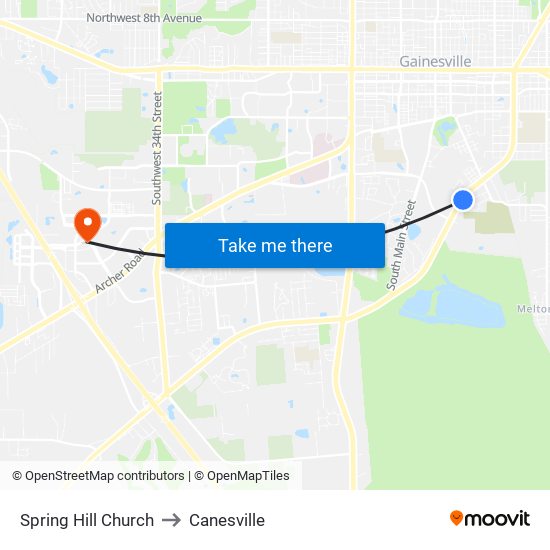 Spring Hill Church to Canesville map