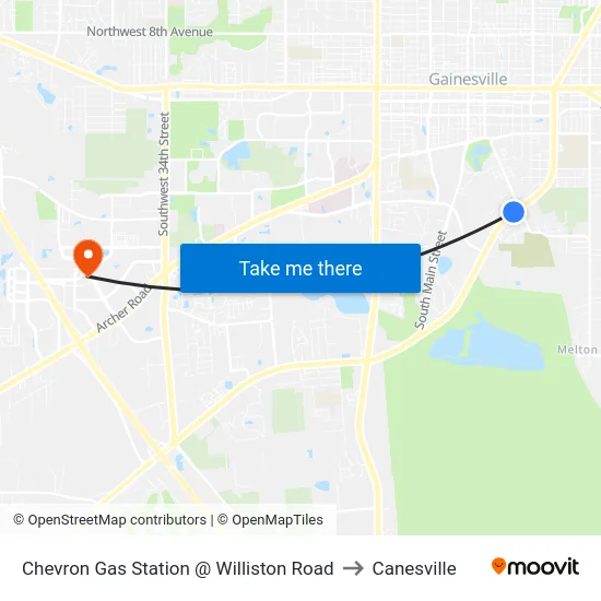 Chevron Gas Station @ Williston Road to Canesville map