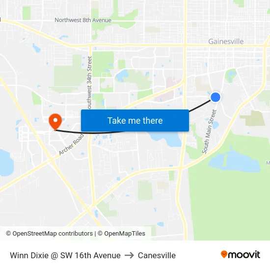 Winn Dixie @ SW 16th Avenue to Canesville map