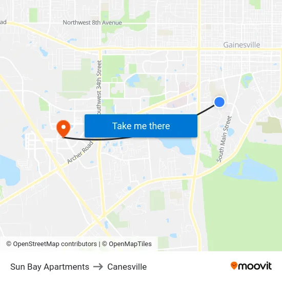 Sun Bay Apartments to Canesville map
