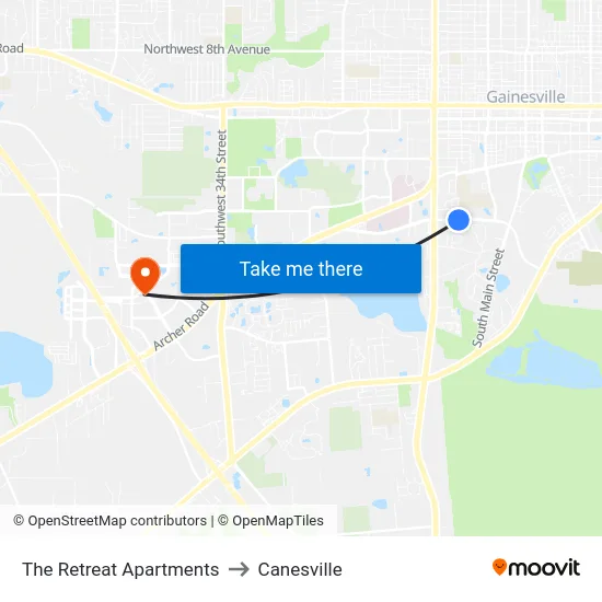The Retreat Apartments to Canesville map