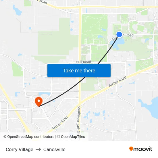 Corry Village to Canesville map