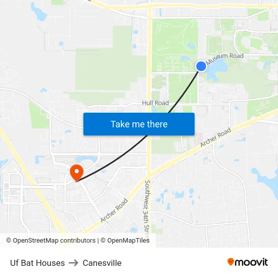 Uf Bat Houses to Canesville map