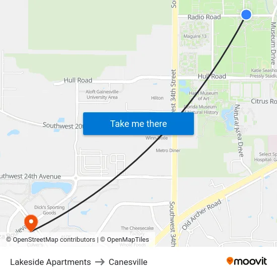 Lakeside Apartments to Canesville map
