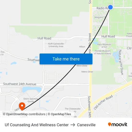 Uf Counseling And Wellness Center to Canesville map