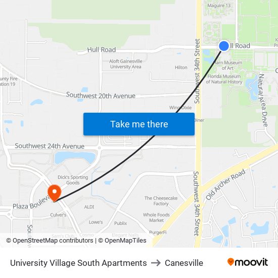 University Village South Apartments to Canesville map