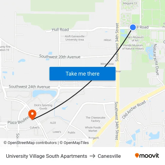 University Village South Apartments to Canesville map