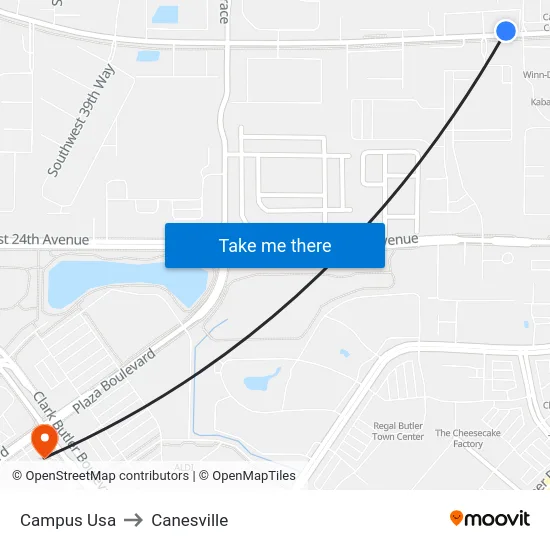Campus Usa to Canesville map
