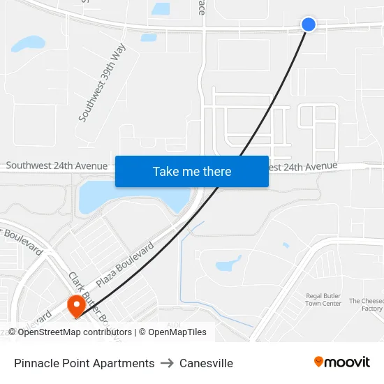 Pinnacle Point Apartments to Canesville map