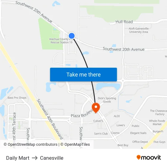 Daily Mart to Canesville map