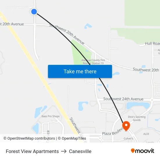 Forest View Apartments to Canesville map