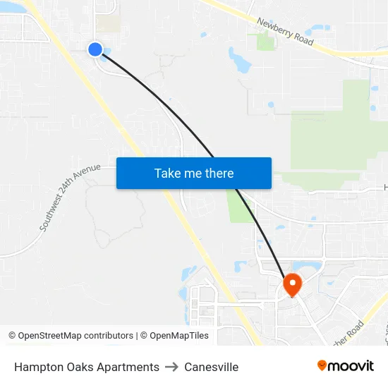 Hampton Oaks Apartments to Canesville map