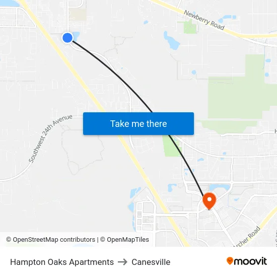Hampton Oaks Apartments to Canesville map