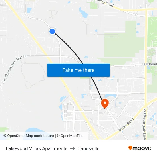 Lakewood Villas Apartments to Canesville map