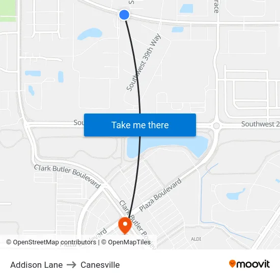 Addison Lane to Canesville map
