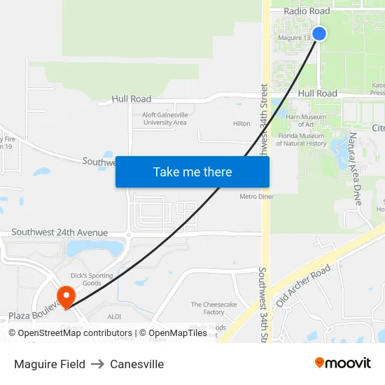 Maguire Field to Canesville map
