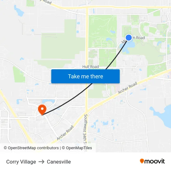 Corry Village to Canesville map