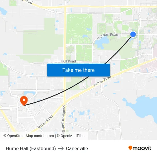 Hume Hall (Eastbound) to Canesville map
