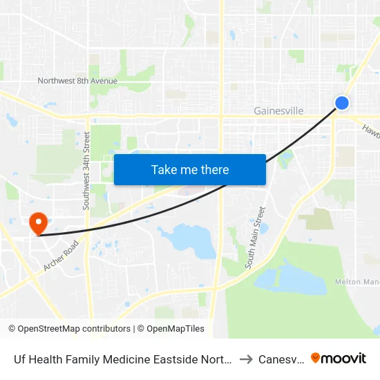 Uf Health Family Medicine Eastside Northbound to Canesville map