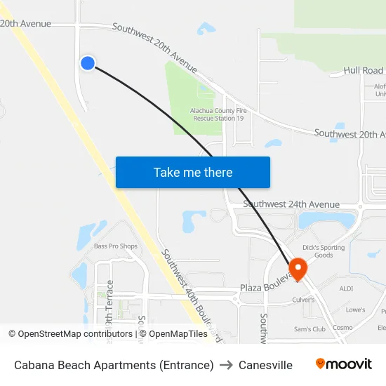 Cabana Beach Apartments (Entrance) to Canesville map
