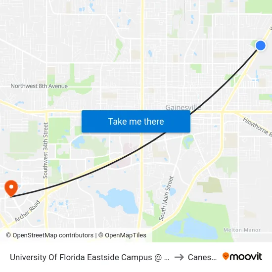 University Of Florida Eastside Campus @ Waldo Road to Canesville map