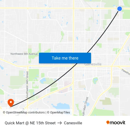 Quick Mart @ NE 15th Street to Canesville map
