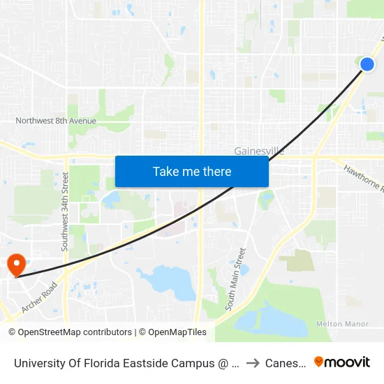 University Of Florida Eastside Campus @ Waldo Road to Canesville map