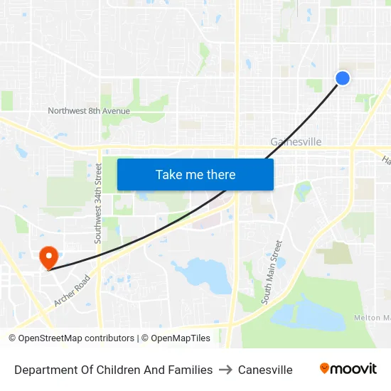 Department Of Children And Families to Canesville map