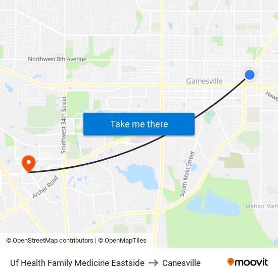 Uf Health Family Medicine Eastside to Canesville map