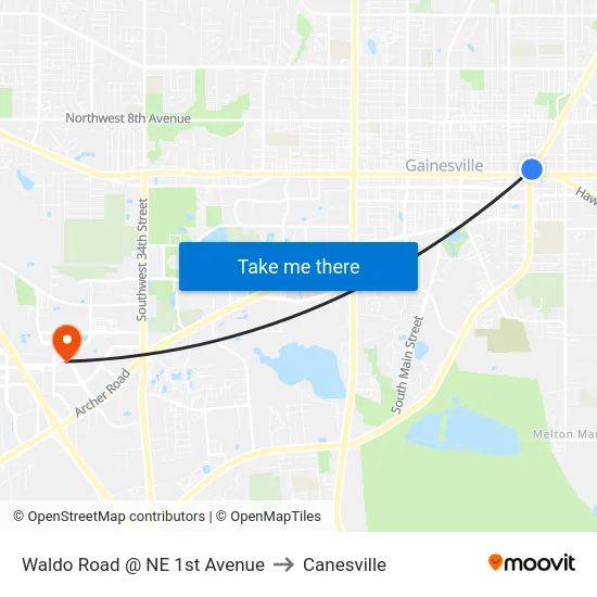 Waldo Road @ NE 1st Avenue to Canesville map