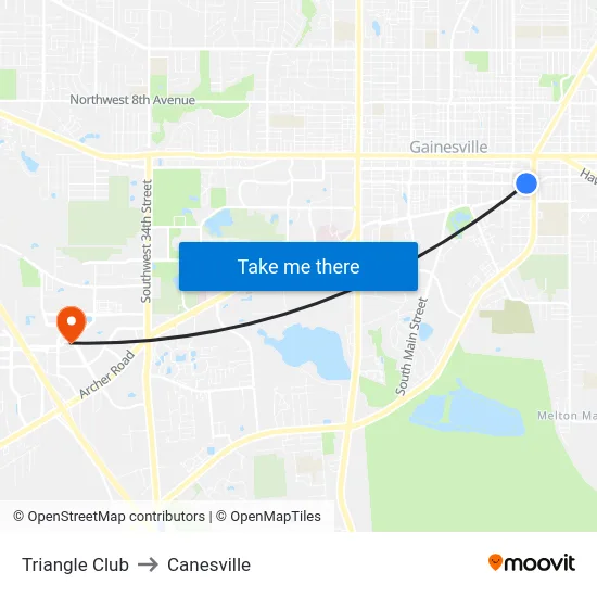 Triangle Club to Canesville map
