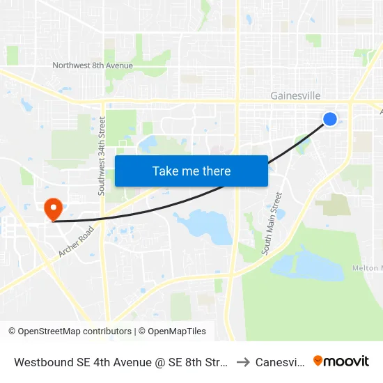 Westbound SE 4th Avenue @ SE 8th Street to Canesville map