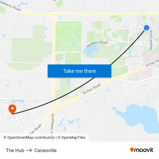 The Hub to Canesville map