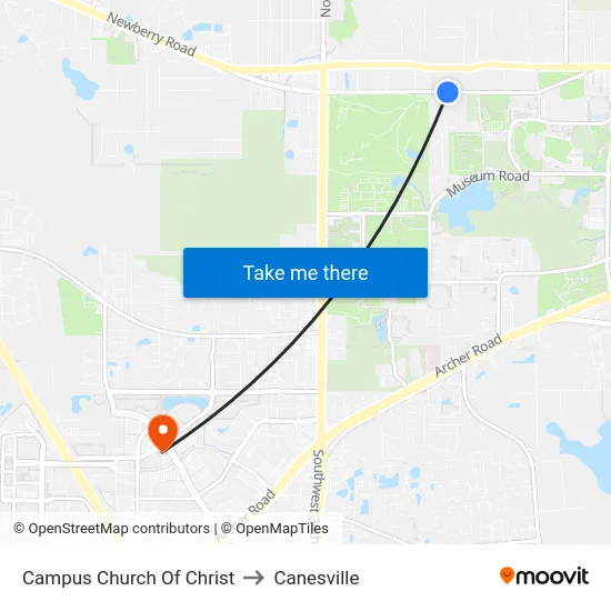 Campus Church Of Christ to Canesville map