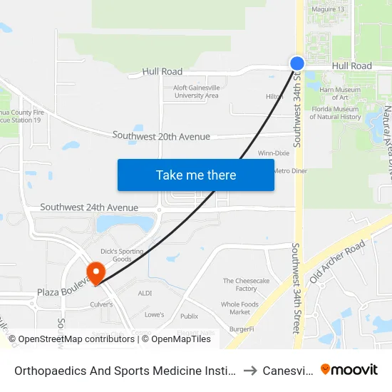 Orthopaedics And Sports Medicine Institute to Canesville map